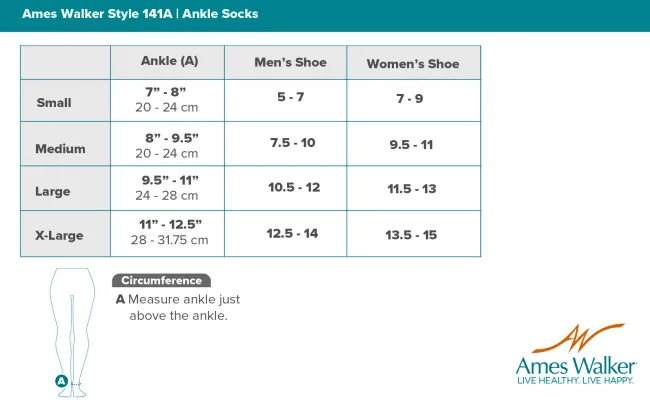 AW 141A Coolmax Ankle Socks 8-15 mmHg