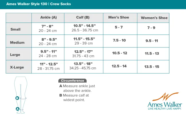 AW 130 Coolmax Crew Socks 20-30 mmHg