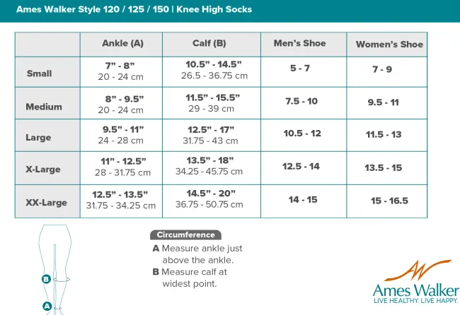 AW 120 / 125 / 150 Coolmax Knee High Socks 20-30 mmHg