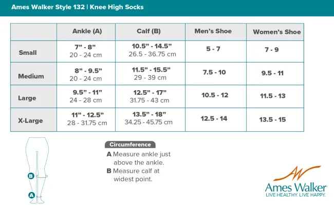 AW 132 Cotton Trouser Knee High Socks 15-20 mmHg