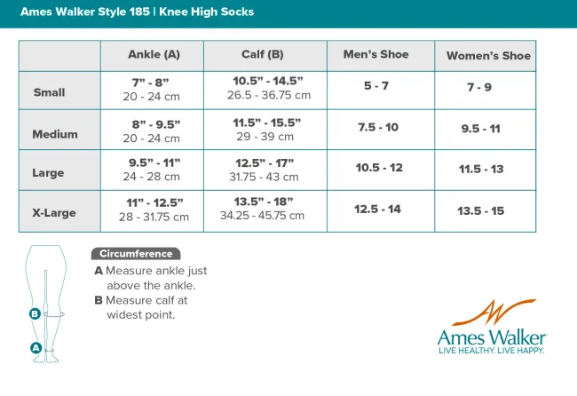 AW 185 E-Z Walker Sport Knee High Socks 8-15 mmHg