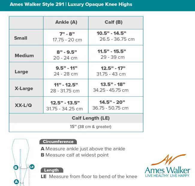 AW 291 Luxury Opaque Knee Highs 20-30 mmHg