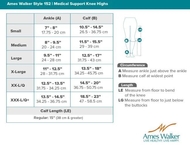 AW 152 Medical Support Knee Highs 15-20 mmHg