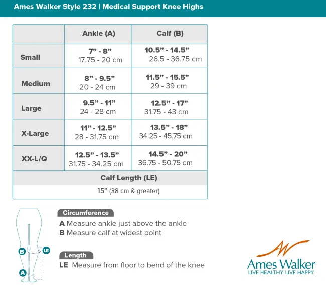 AW 232 Medical Support Knee High w/Zipper 20-30 mmHg