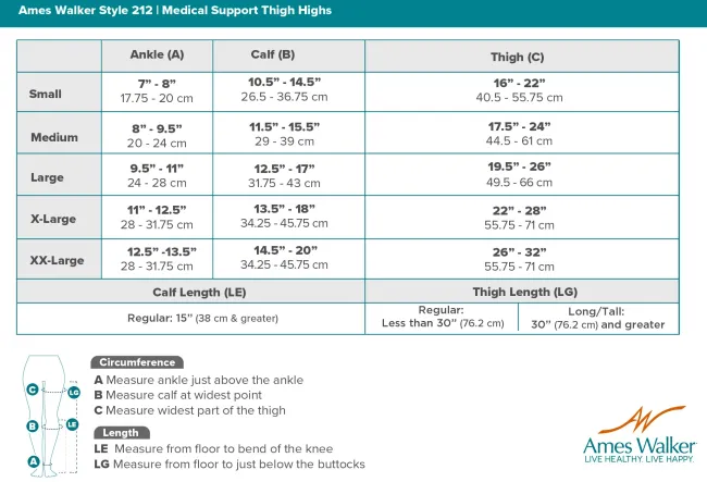 AW 212 Medical Support Open Toe Thigh Highs w/Dot Band 20-30 mmHg