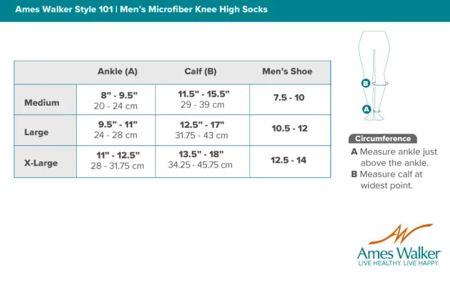 AW 101 Men's Microfiber Knee High Dress Socks 15-20 mmHg (Sale)