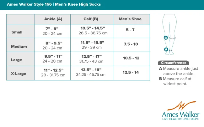 AW 166 Men's Travel Knee High Socks 15-20 mmHg