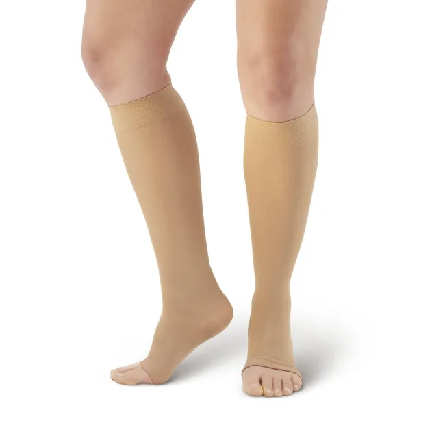 AW 213 Microfiber Opaque Knee Highs Open Toe 20-30 mmHg