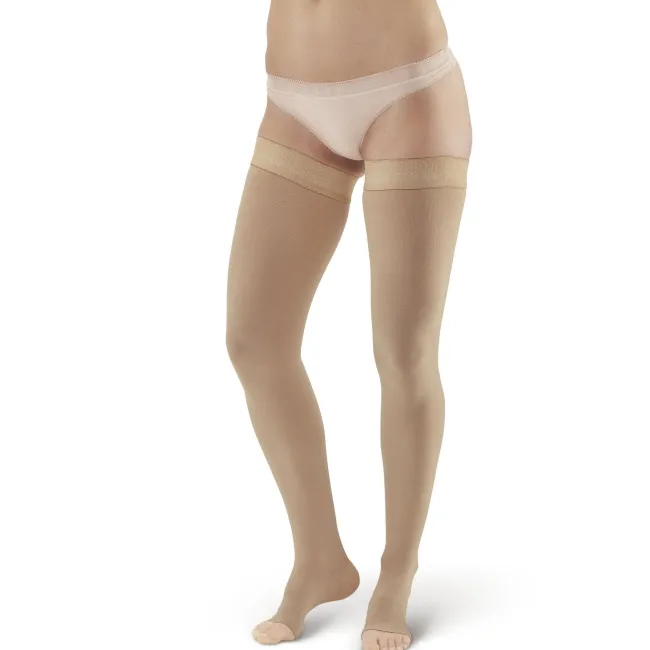 AW 392OT Luxury Opaque Open Toe Thigh Highs w/Dot Band 30-40 mmHg (Sale)