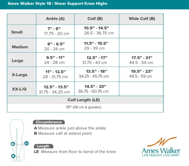 AW 18 Sheer Support Knee Highs 20-30 mmHg