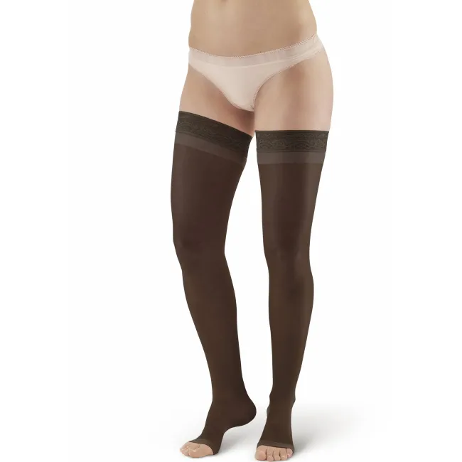 AW 48 Sheer Support Open Toe Thigh Highs w/Top Band 20-30 mmHg