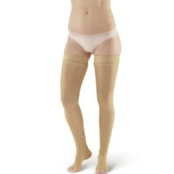 AW 266 Signature Sheer Open Toe Thigh Highs w/Dot Band 20-30 mmHg