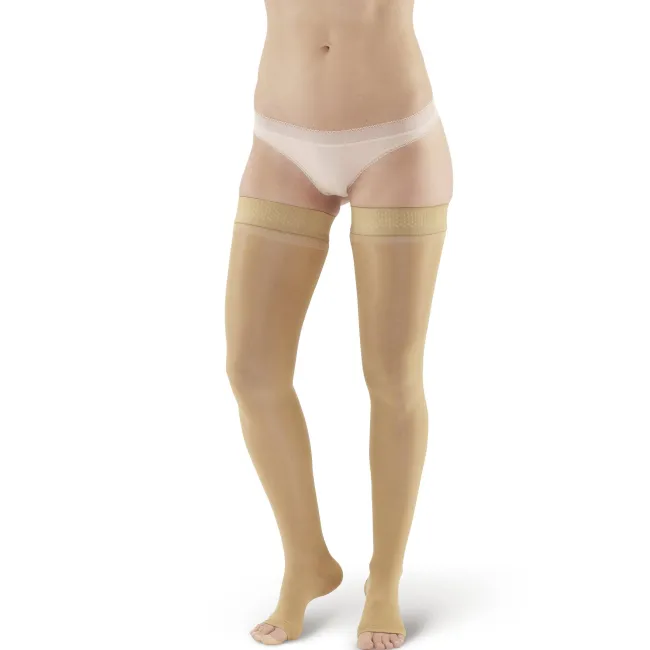 AW 266 Signature Sheer Open Toe Thigh Highs w/Dot Band 20-30 mmHg