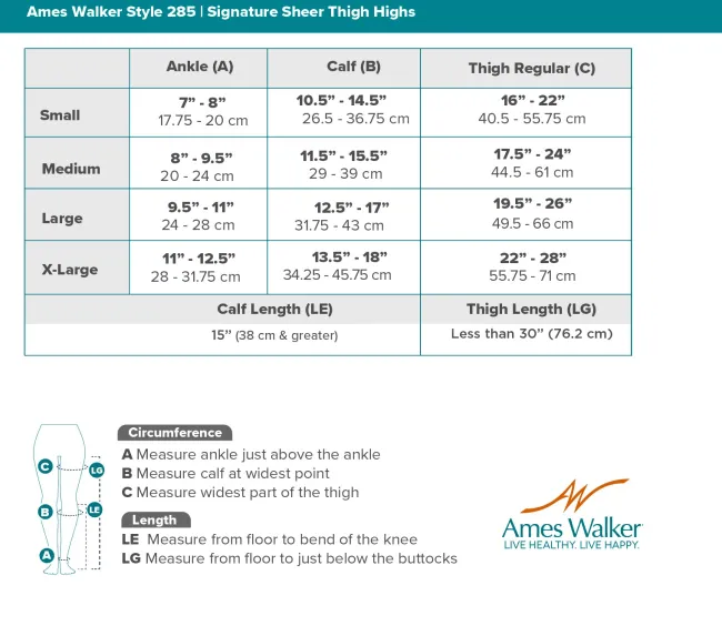 AW 285 Signature Sheer Thigh Highs w/Top Band 20-30 mmHg