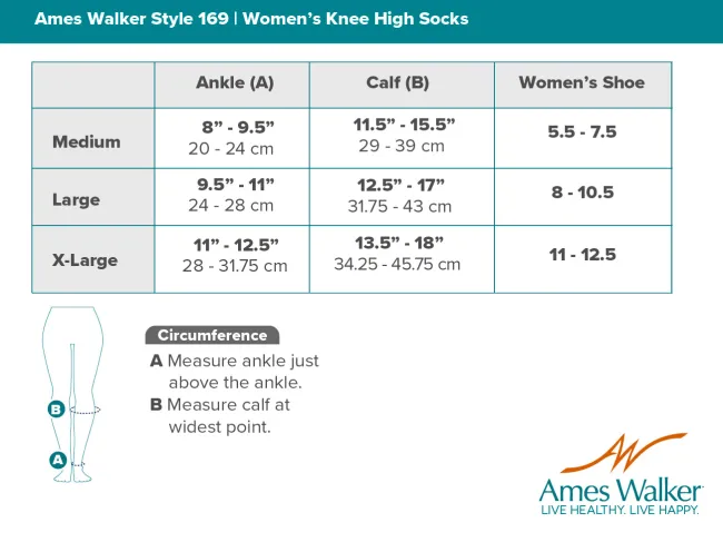 AW 169 Women's Cotton Travel Knee High Socks 15-20 mmHg