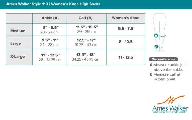 AW 113 Women's Cotton Trouser Knee High Socks 15-20 mmHg