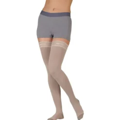 Juzo 2061 Silver Soft Open Toe Thigh Highs w/ Silicone Band 20-30 mmHg
