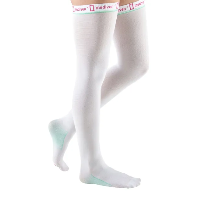 Medi Thrombexin Inspection Toe Anti-Embolism Thigh Highs w/Silicone Band 18 mmHg