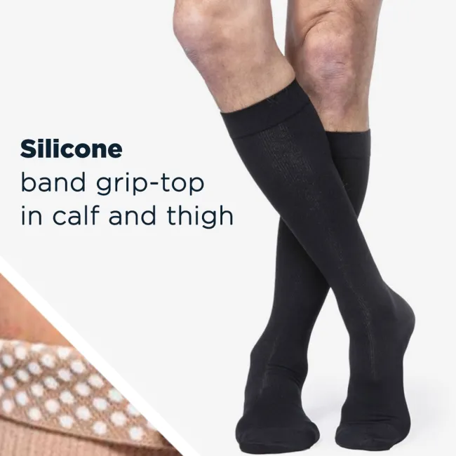 Sigvaris Essential 233 Cotton Men's Knee Highs w/Grip Top 30-40 mmHg
