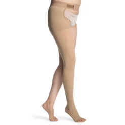 Sigvaris Essential 862 Opaque Open Toe Left Thigh w/Waist Attachment 20-30 mmHg
