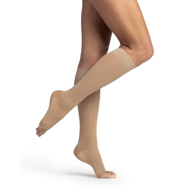 Sigvaris 982 Women's Dynaven Sheer Open Toe Knee Highs 20-30 mmHg