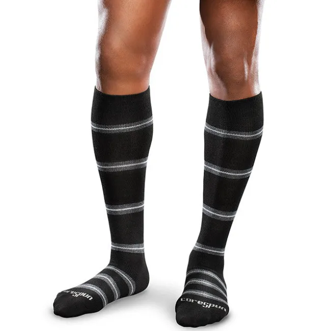 Therafirm Core-Spun Moderate Support Socks Merger 20-30 mmHg (Black/Navy/Grey Stripe)